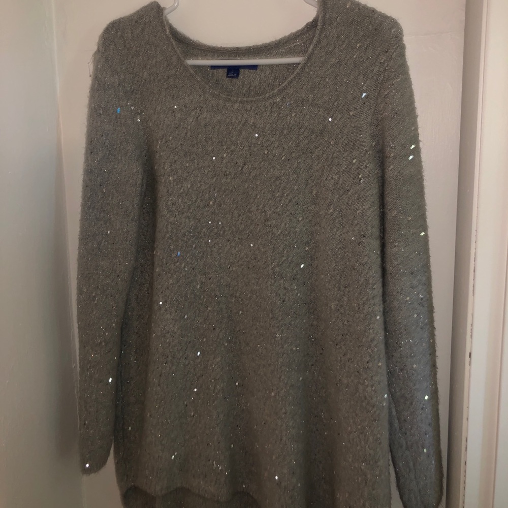 Juniors grey and sequence sweater